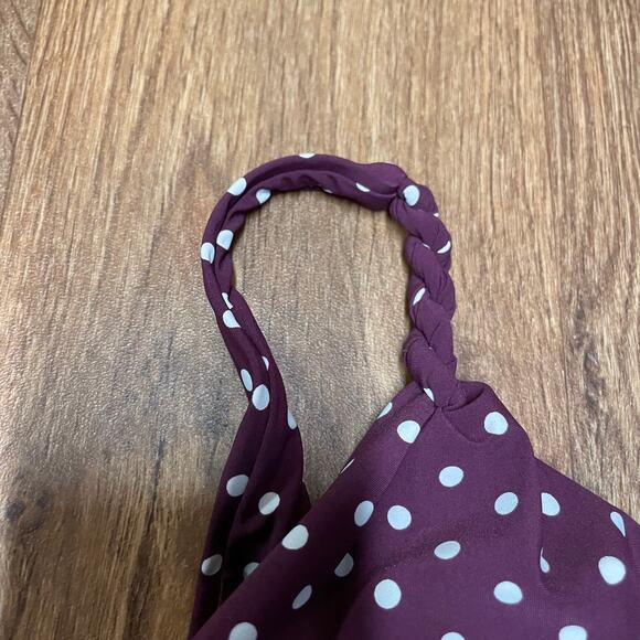 Lands End Womens Purple White Polka Dot Tankini Swim Top Size 2 XS Modest - Picture 5 of 7